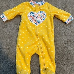 Carter’s Yellow Heart 0-3 Month Fleece Sleeper